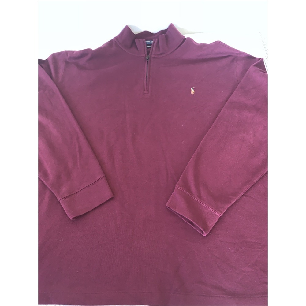 POLO RALPH LAUREN Sweater Mens 3XB Maroon Quarter Zip Estate Rib Pullover
